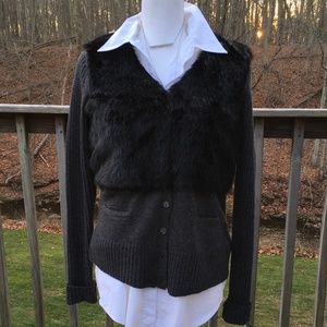 Simply Vera Vera Wang dark gray size M cardigan sweater with faux fur